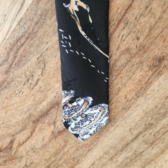 Elegant Vintage Nicole Miller Black Artistic Wedding Tie 100% Silk - Picture 5 of 13